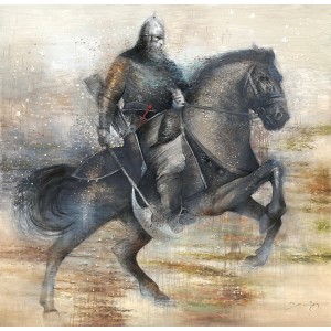 A. Q. Arif, On the Warpath, 48 x 48 Inch, Oil on Canvas, Figurative Painting, AC-AQ-297
